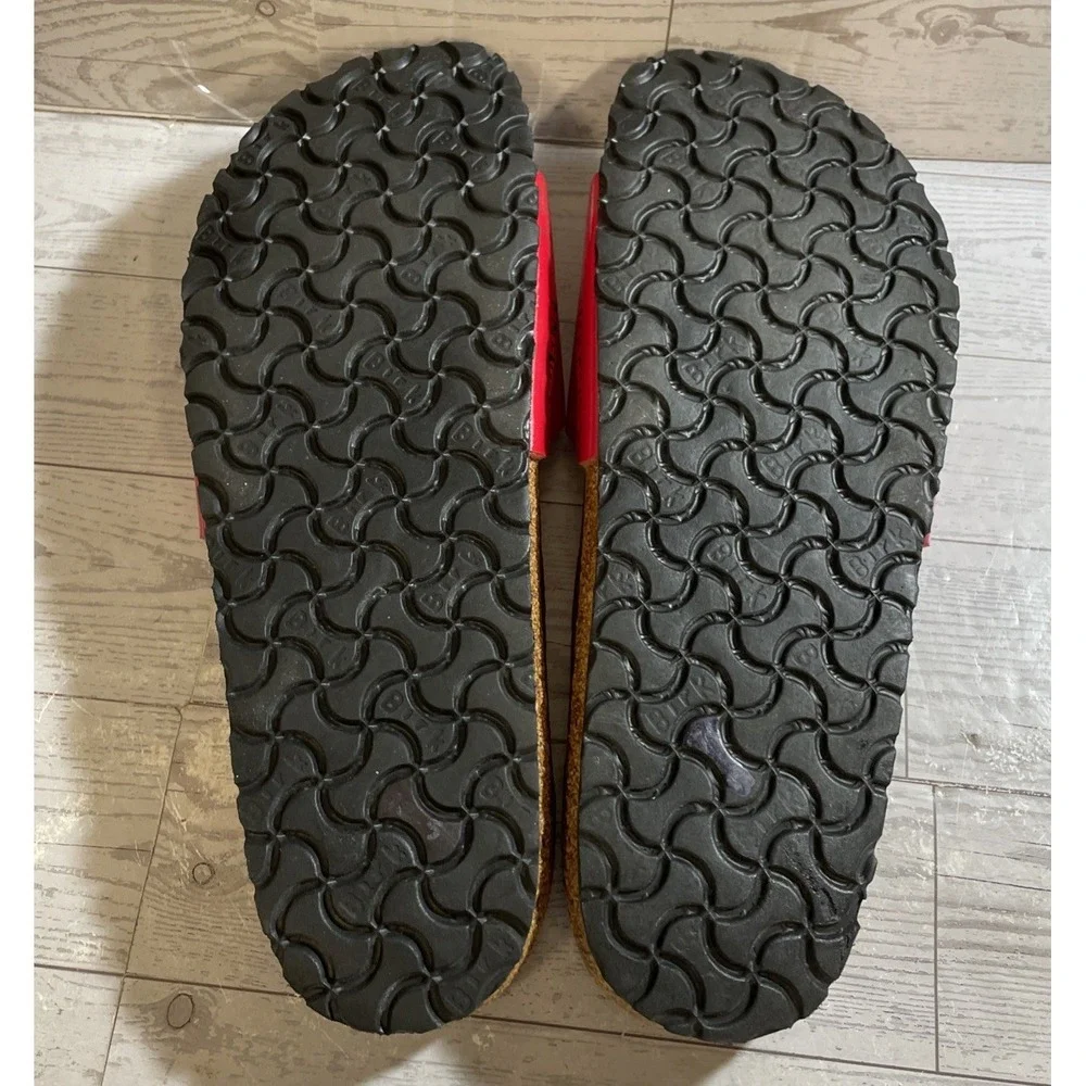 Birkenstock Madrid Red Leather Slides Black Buckle Women's Size 42 - Picture 8 of 8